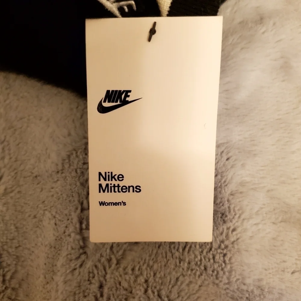Nike Black Faux Fur Mittens Size XS-S NWT